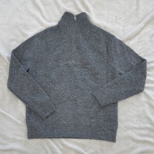 Zara Men's Grey Quarter Zip Sweater-size M